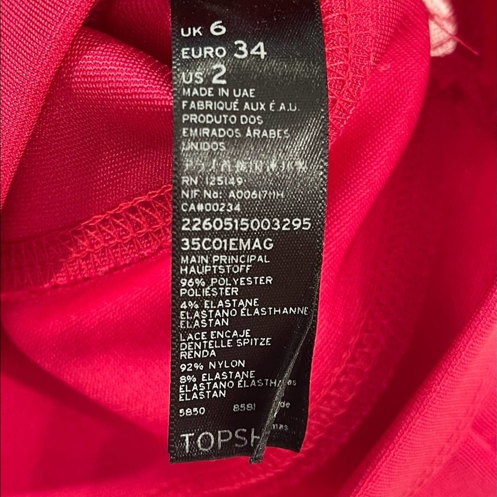 NWT TOPSHOP Magenta Size 2 Bodycon Lace Detail Round Neck Formal Dress #W172 - Picture 6 of 13